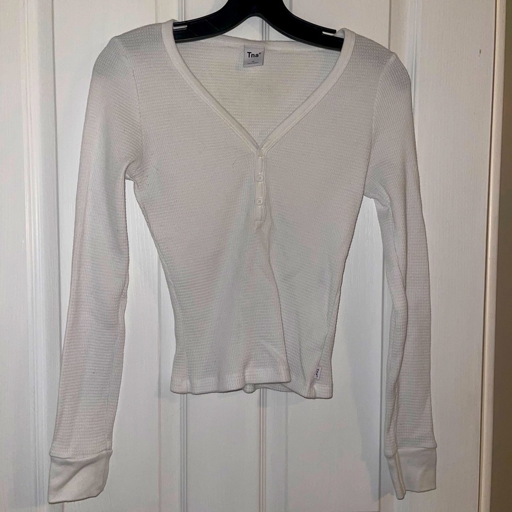 TNA M waffle knit Henley